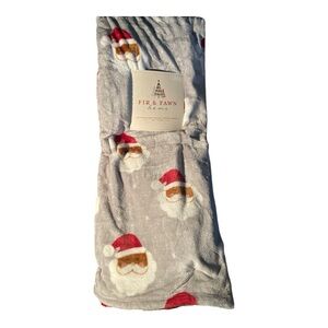 African American Santa Claus Throw Blanket 60x70 Plush Velvet Holiday Decor